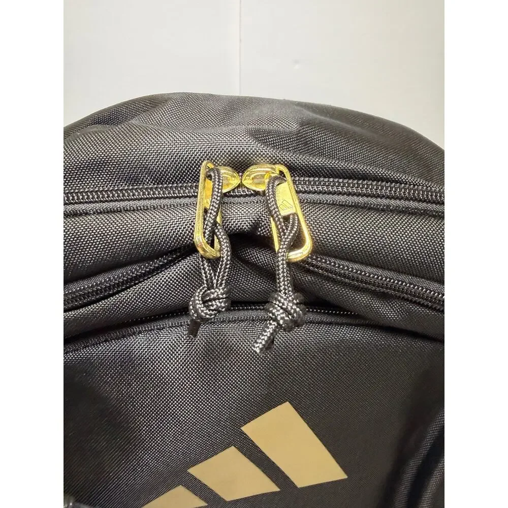 Adidas Classic Backpack Black Gold Logo Laptop School Travel Gym Bookbag NWT
